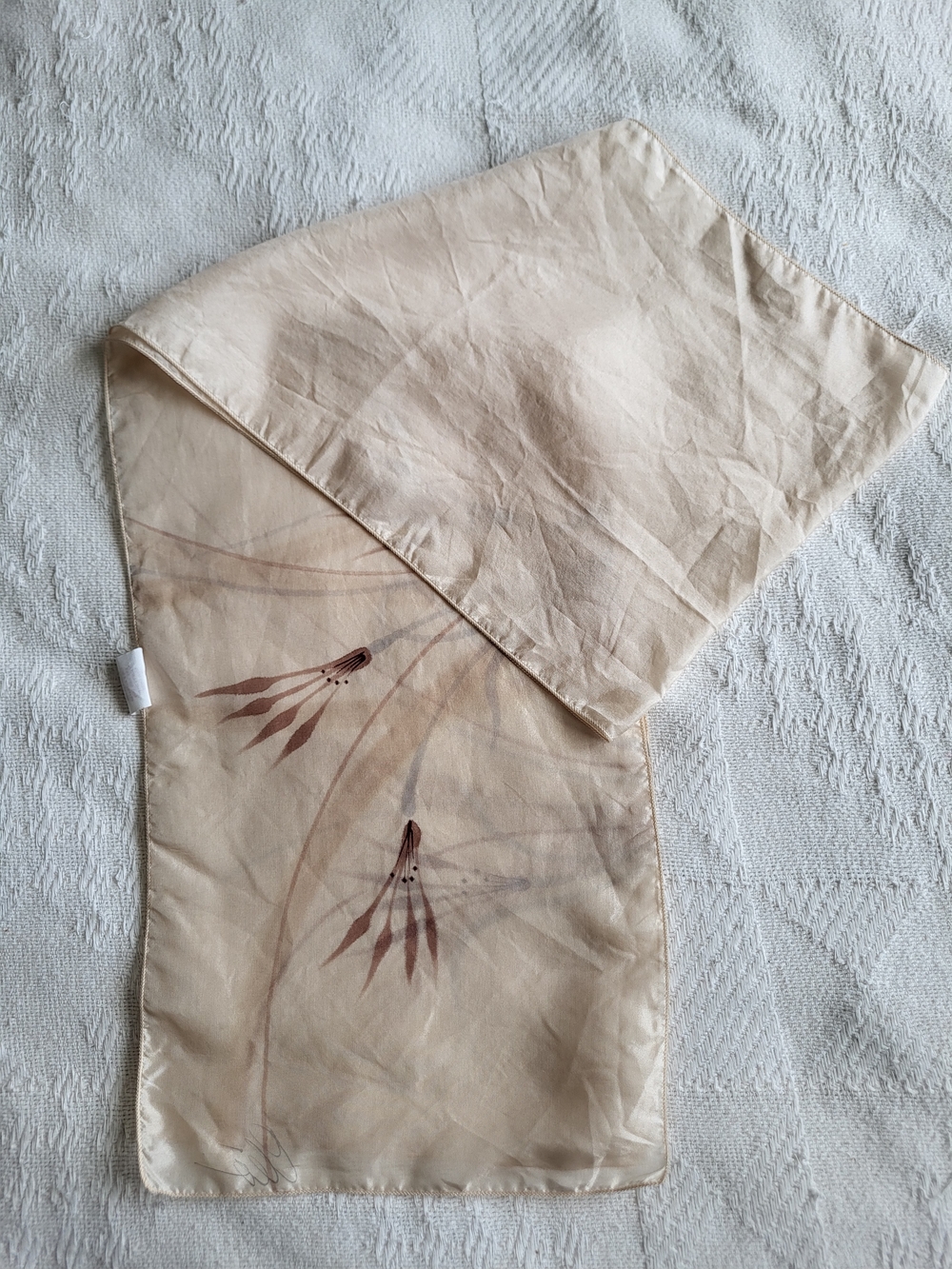 Silk Beige Botanical Scarf